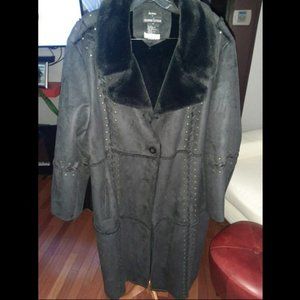 Fabulous Black Dennis Basso Plus size Overcoat